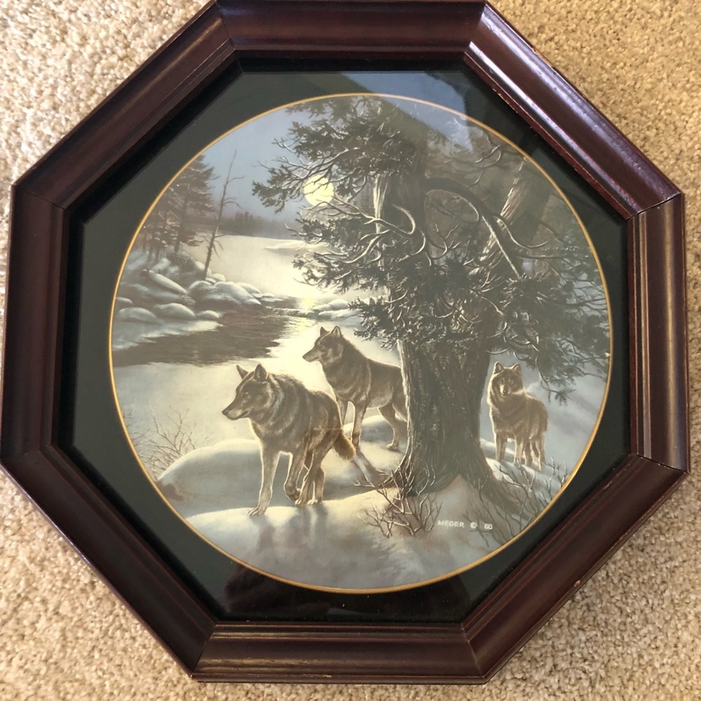 Framed Hadley House collector's plate entitled 'Legacy Timberwolves' in box